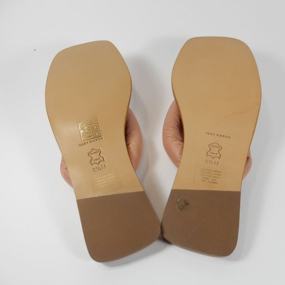 TORY BURCH Puffy Strap Thong Nevada Flat SANDALS Size 5.5 Shell Pink Leather NEW - Picture 10 of 13